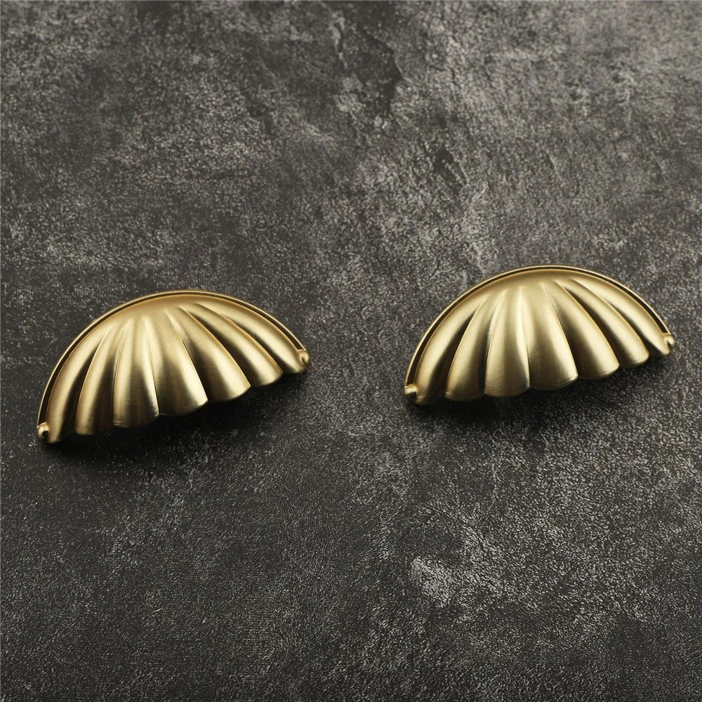Shell Shape Retro Zinc Alloy Cabinet Furniture Pull Handle Drawer Cupboard Wardrobe Door Handle with 25mm Screw - Gold - 4