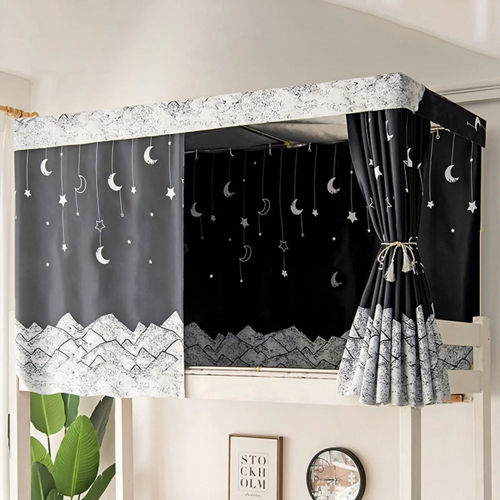 1.15x2m Blackout Bed Curtain Privacy Dorm Room Canopy Light Blocking Student Dormitory Rental Apartment Bed Tent for Upper Lower Bunk Bed - 1
