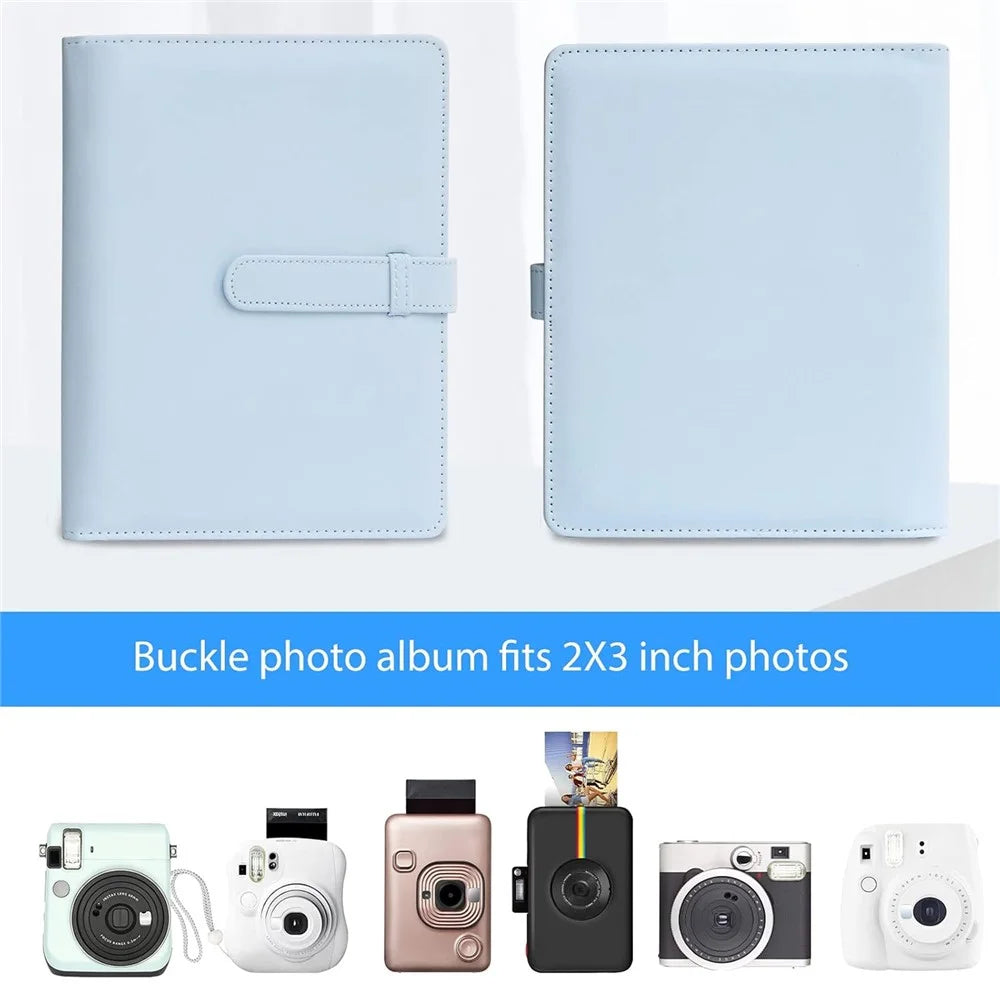 Waterproof PU Leather Photo Album for Fujifilm Instax Mini 12 / 11 / 9 / 8 256Pcs 3 Inch Pictures Storage Book - Blue - 4