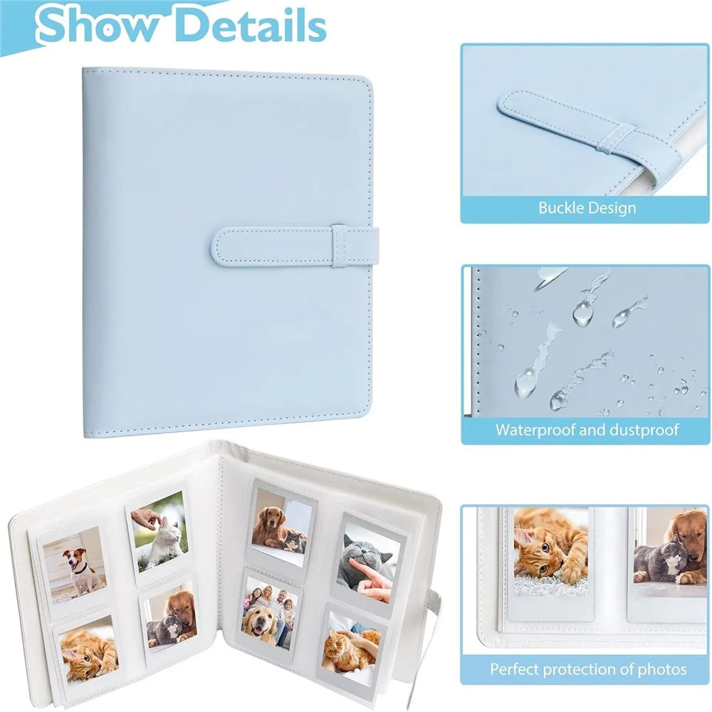 Waterproof PU Leather Photo Album for Fujifilm Instax Mini 12 / 11 / 9 / 8 256Pcs 3 Inch Pictures Storage Book - Blue - 5