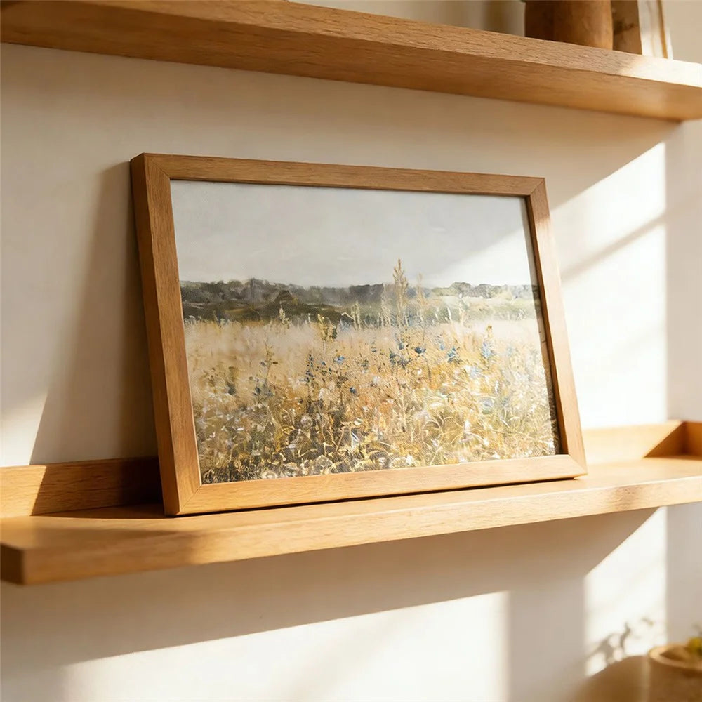 20x25cm Wood Grain PS Frame Decorative Art Painting Pastoral Landscape Art Print Wall Decor for Living Room Bedroom - E Style - 5