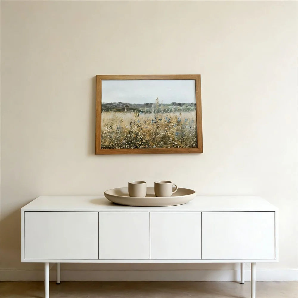 30x40cm Wood Grain PS Frame Decorative Art Painting Pastoral Landscape Art Print Wall Decor for Living Room Bedroom - E Style - 7