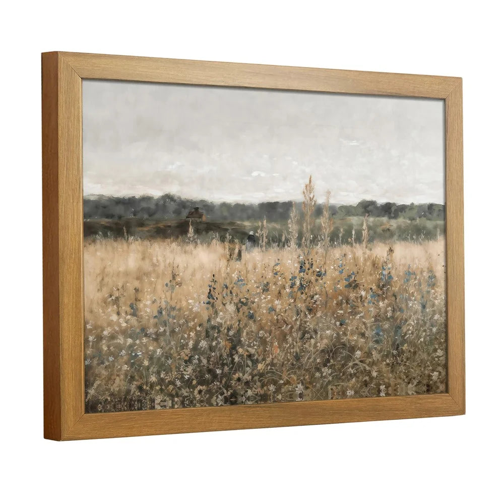 40x60cm Wood Grain PS Frame Decorative Art Painting Pastoral Landscape Art Print Wall Decor for Living Room Bedroom - E Style - 1
