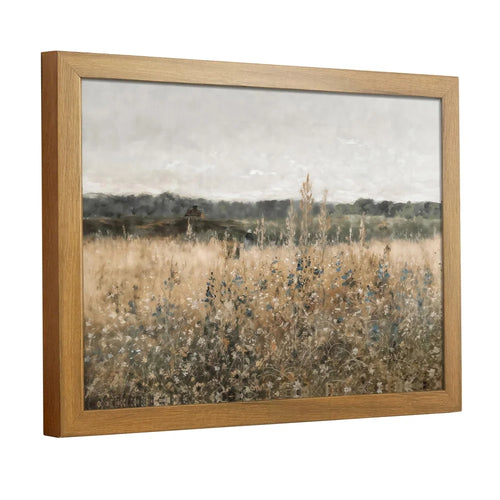40x60cm Wood Grain PS Frame Decorative Art Painting Pastoral Landscape Art Print Wall Decor for Living Room Bedroom - E Style - 1