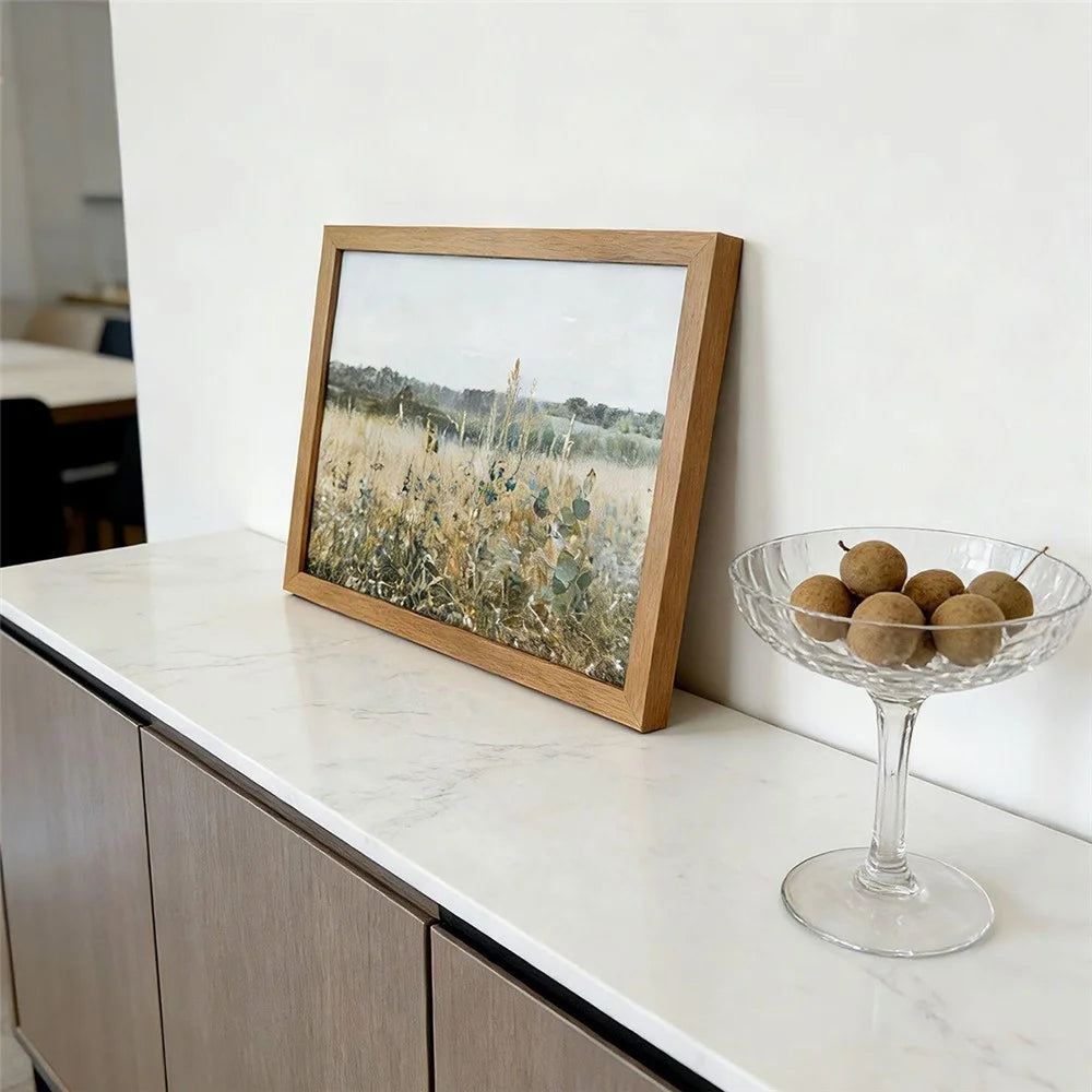 40x60cm Wood Grain PS Frame Decorative Art Painting Pastoral Landscape Art Print Wall Decor for Living Room Bedroom - E Style - 2
