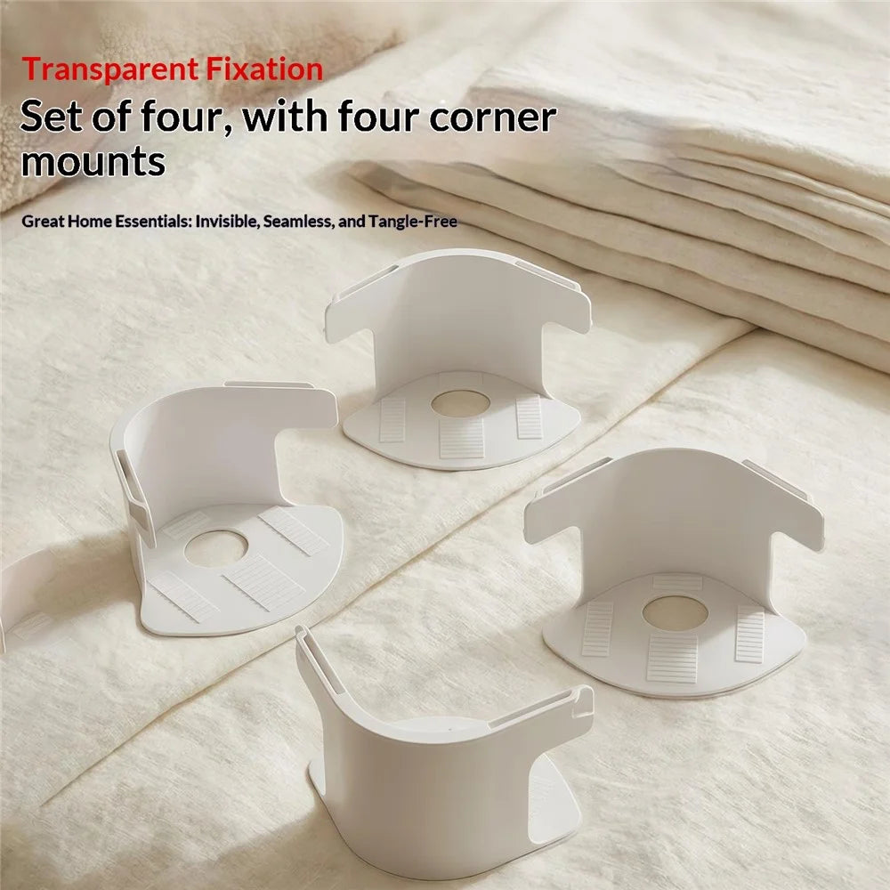 4Pcs Bed Sheet Clips Invisible Sheet Grippers Anti-Slip Mattress Fasteners Secure Grip - White - 3
