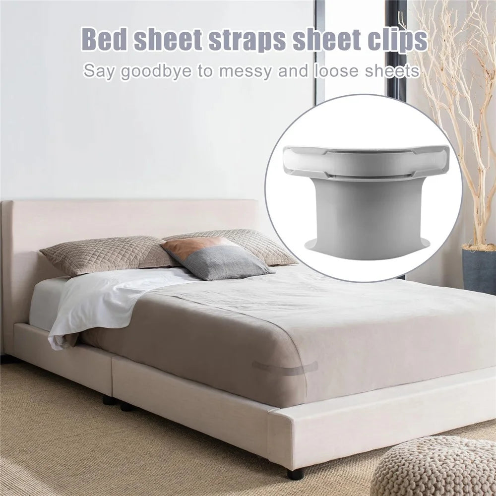 4Pcs Bed Sheet Clips Invisible Sheet Grippers Anti-Slip Mattress Fasteners Secure Grip - White - 4