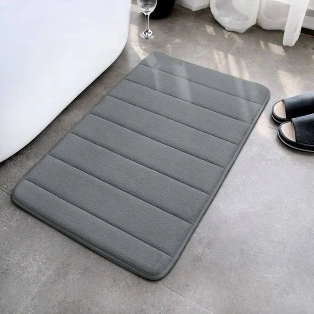 50x80cm Coral Fleece Bath Mat Non-Slip Absorbent Thick Bathroom Floor Mat for Shower - Dark Grey - 1