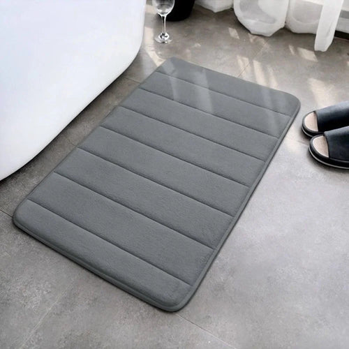 50x80cm Coral Fleece Bath Mat Non-Slip Absorbent Thick Bathroom Floor Mat for Shower - Dark Grey - 1