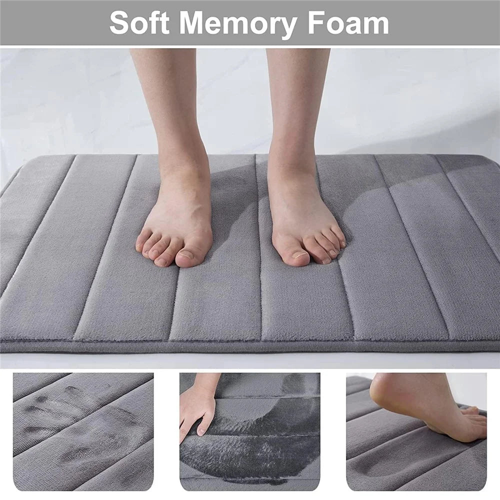50x80cm Coral Fleece Bath Mat Non-Slip Absorbent Thick Bathroom Floor Mat for Shower - Dark Grey - 4