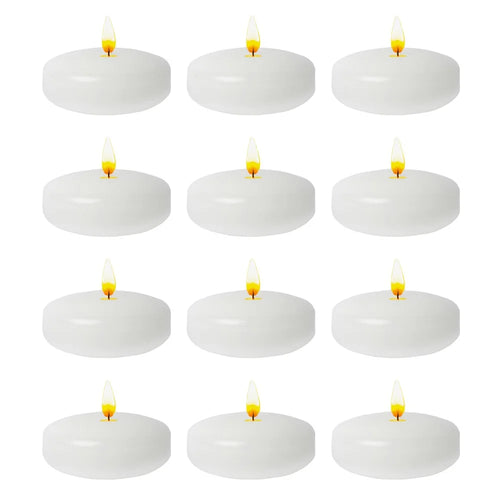 12Pcs Floating Candles 4.7cm Diameter Smokeless Water Floating Candles with 5-6 Hours Burning Time for Wedding Party Decoration - White - 1