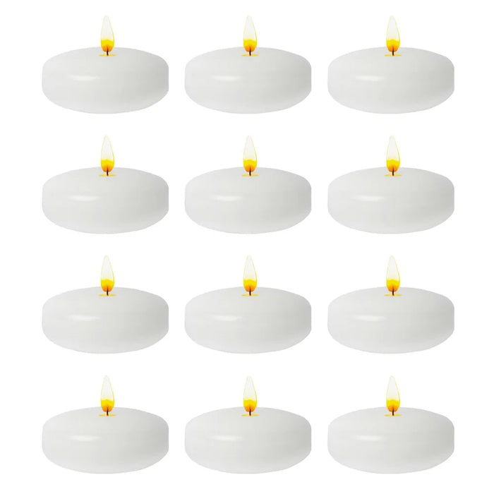 12Pcs Floating Candles 4.7cm Diameter Smokeless Water Floating Candles with 5-6 Hours Burning Time for Wedding Party Decoration - White - 1
