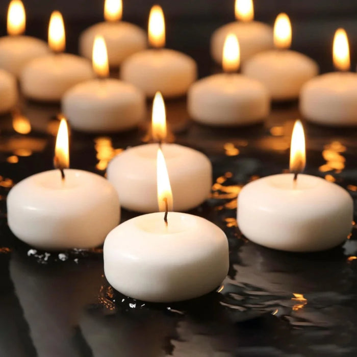 12Pcs Floating Candles 4.7cm Diameter Smokeless Water Floating Candles with 5-6 Hours Burning Time for Wedding Party Decoration - White - 2