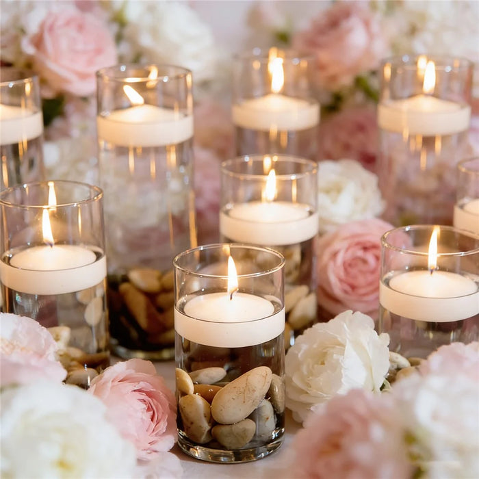 12Pcs Floating Candles 4.7cm Diameter Smokeless Water Floating Candles with 5-6 Hours Burning Time for Wedding Party Decoration - White - 4