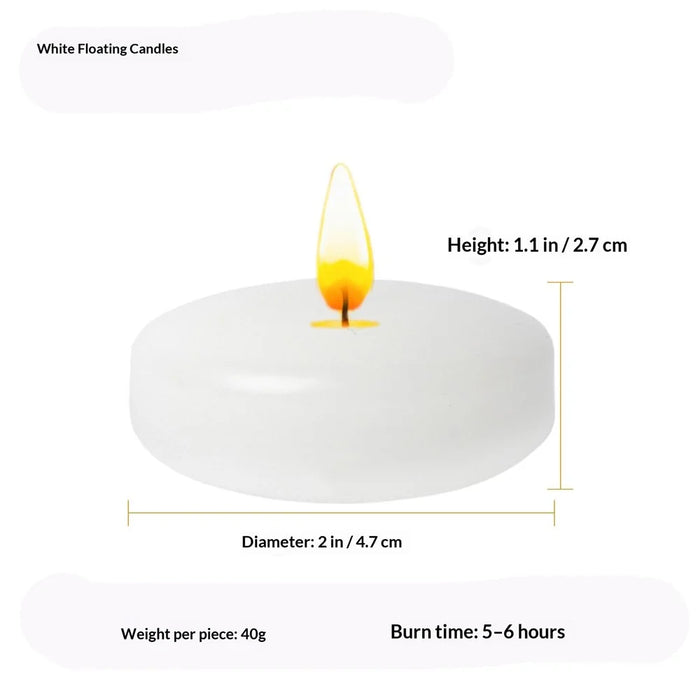 12Pcs Floating Candles 4.7cm Diameter Smokeless Water Floating Candles with 5-6 Hours Burning Time for Wedding Party Decoration - White - 6