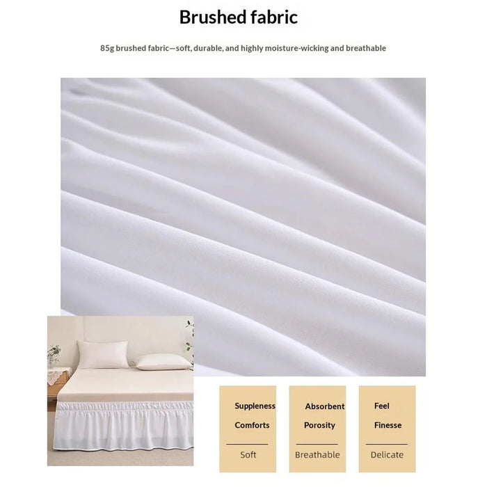 150x200+40cm Adjustable Bed Skirt Drop Length Elastic Band Dust-Proof Ruffle Pleated Bed Skirt - Pink - 2