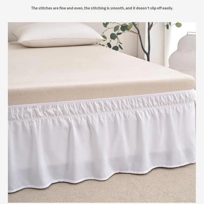 150x200+40cm Adjustable Bed Skirt Drop Length Elastic Band Dust-Proof Ruffle Pleated Bed Skirt - Pink - 4