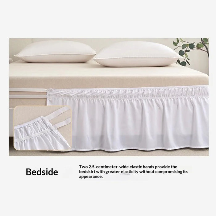 150x200+40cm Adjustable Bed Skirt Drop Length Elastic Band Dust-Proof Ruffle Pleated Bed Skirt - Pink - 6