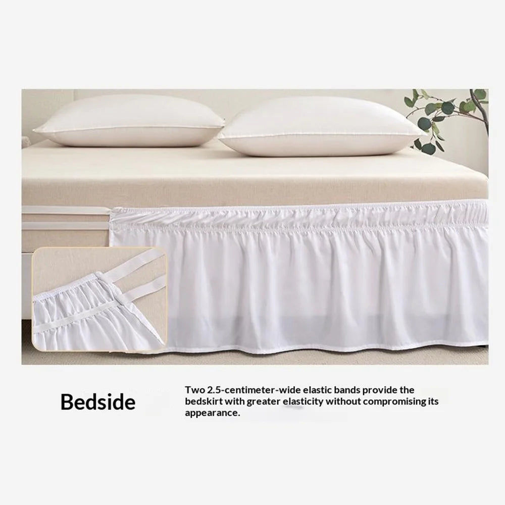 180x200+40cm Adjustable Bed Skirt Drop Length Elastic Band Dust-Proof Ruffle Pleated Bed Skirt - Pink - 6