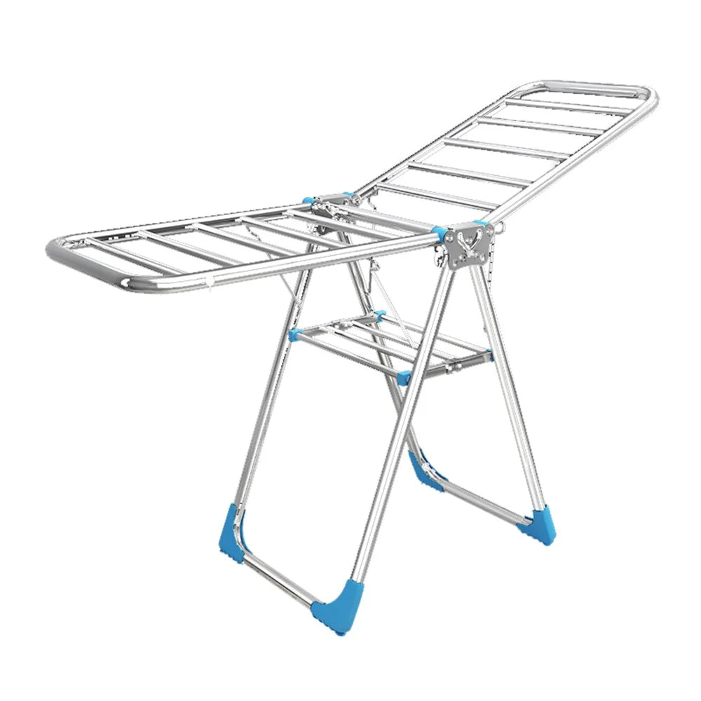 Stainless Steel Foldable Clothes Drying Rack with Stainless Steel Connector 140cm Length Indoor Outdoor 17 Rods Dual Layer Laundry Hanger - 1