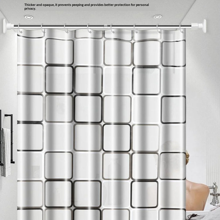 180x180cm PEVA Shower Curtain Waterproof Mildew Resistant Bathroom Curtain with 10 Hooks - Checkered - 3