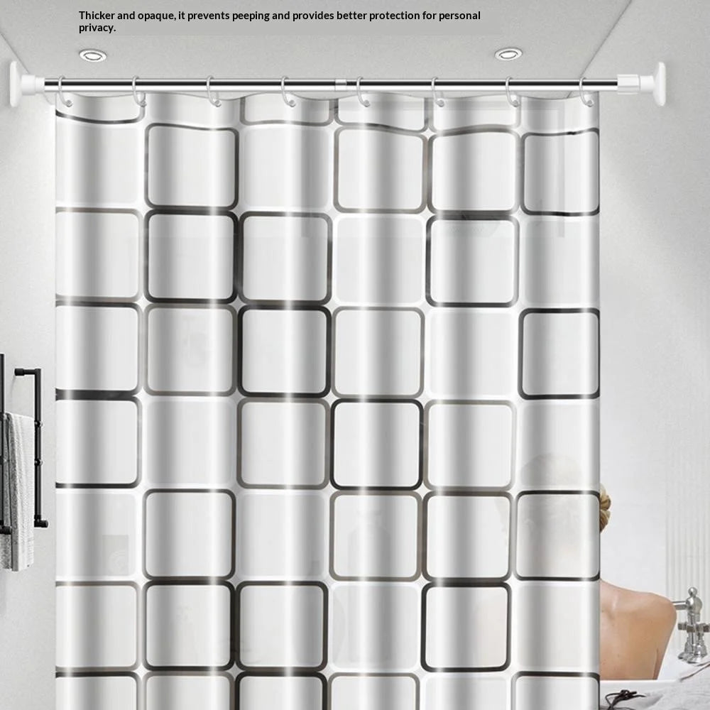 180x200cm PEVA Shower Curtain Waterproof Mildew Resistant Bathroom Curtain with 10 Hooks - Checkered - 3