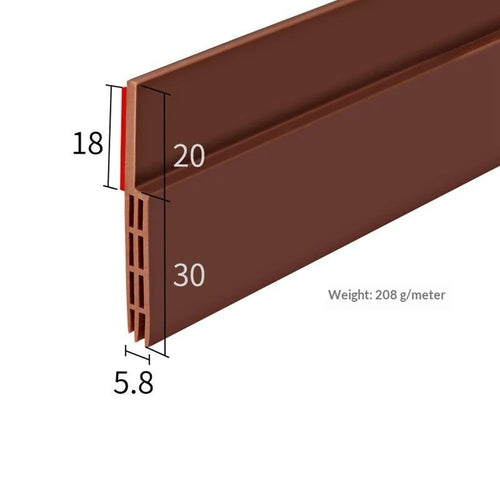 LQ7 1m Door Bottom Seal Strip Self-Adhesive Weather Stripping Soundproof Draft Stopper for Gap Insulation - Brown - 1