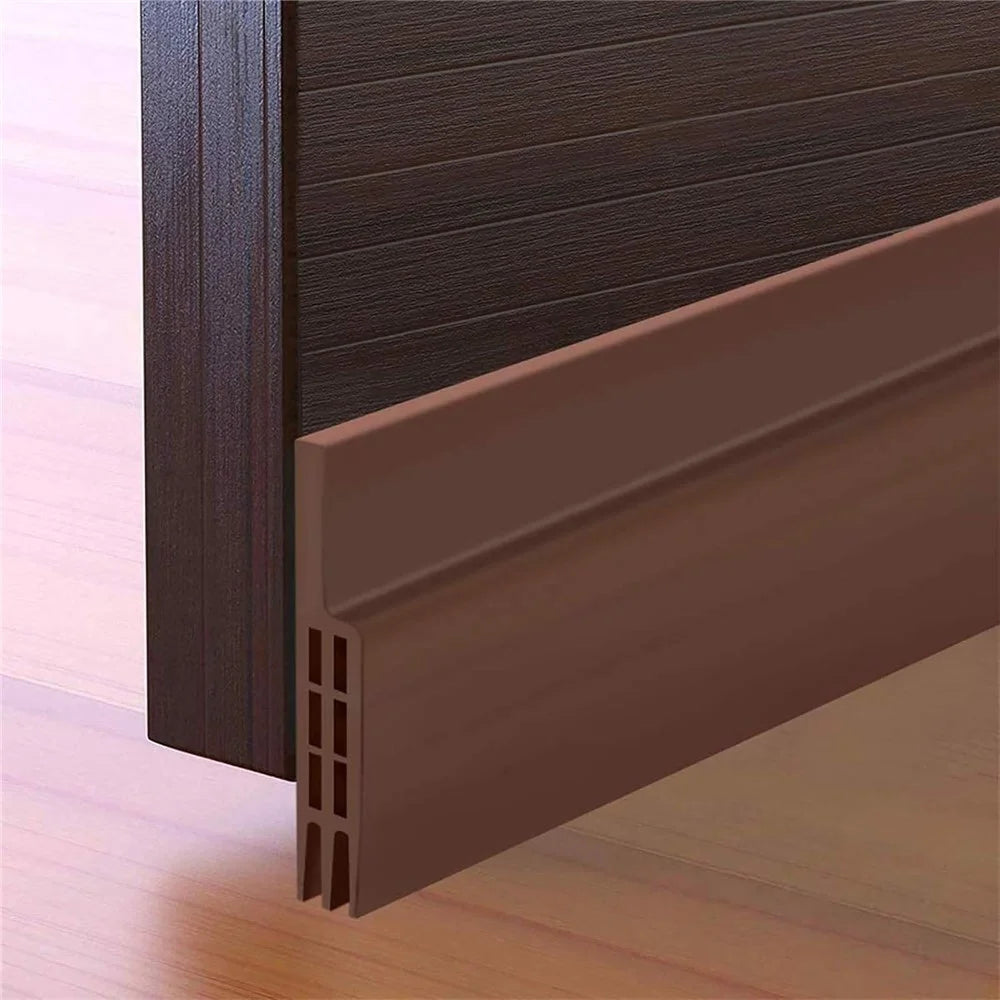 LQ7 1m Door Bottom Seal Strip Self-Adhesive Weather Stripping Soundproof Draft Stopper for Gap Insulation - Brown - 2