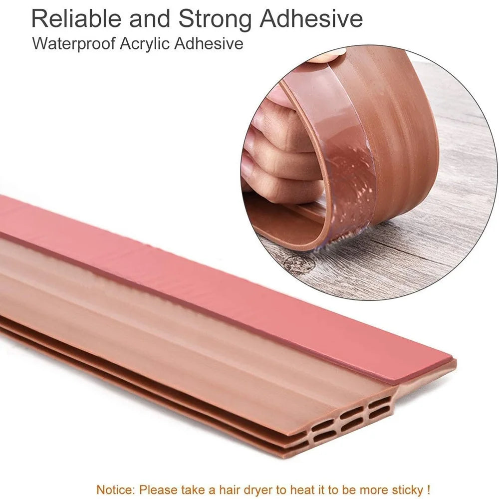 LQ7 1m Door Bottom Seal Strip Self-Adhesive Weather Stripping Soundproof Draft Stopper for Gap Insulation - Brown - 4