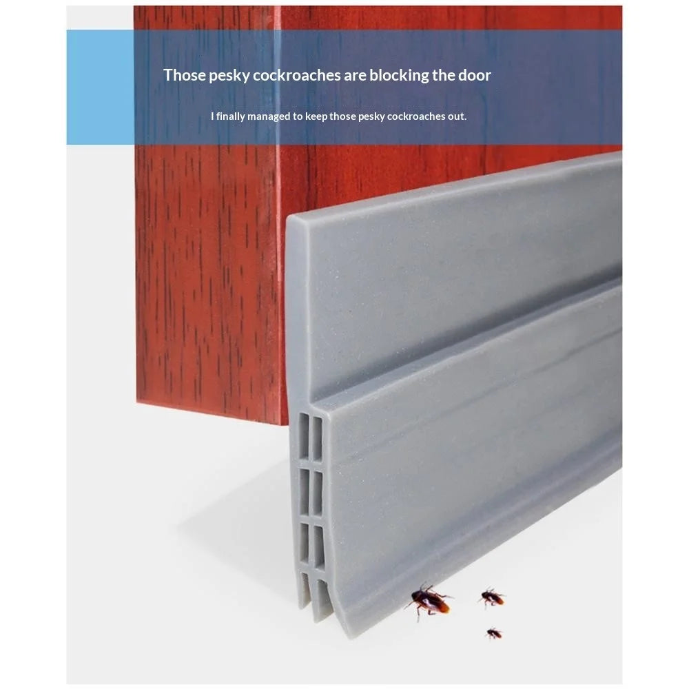 LQ7 1m Door Bottom Seal Strip Self-Adhesive Weather Stripping Soundproof Draft Stopper for Gap Insulation - Brown - 5