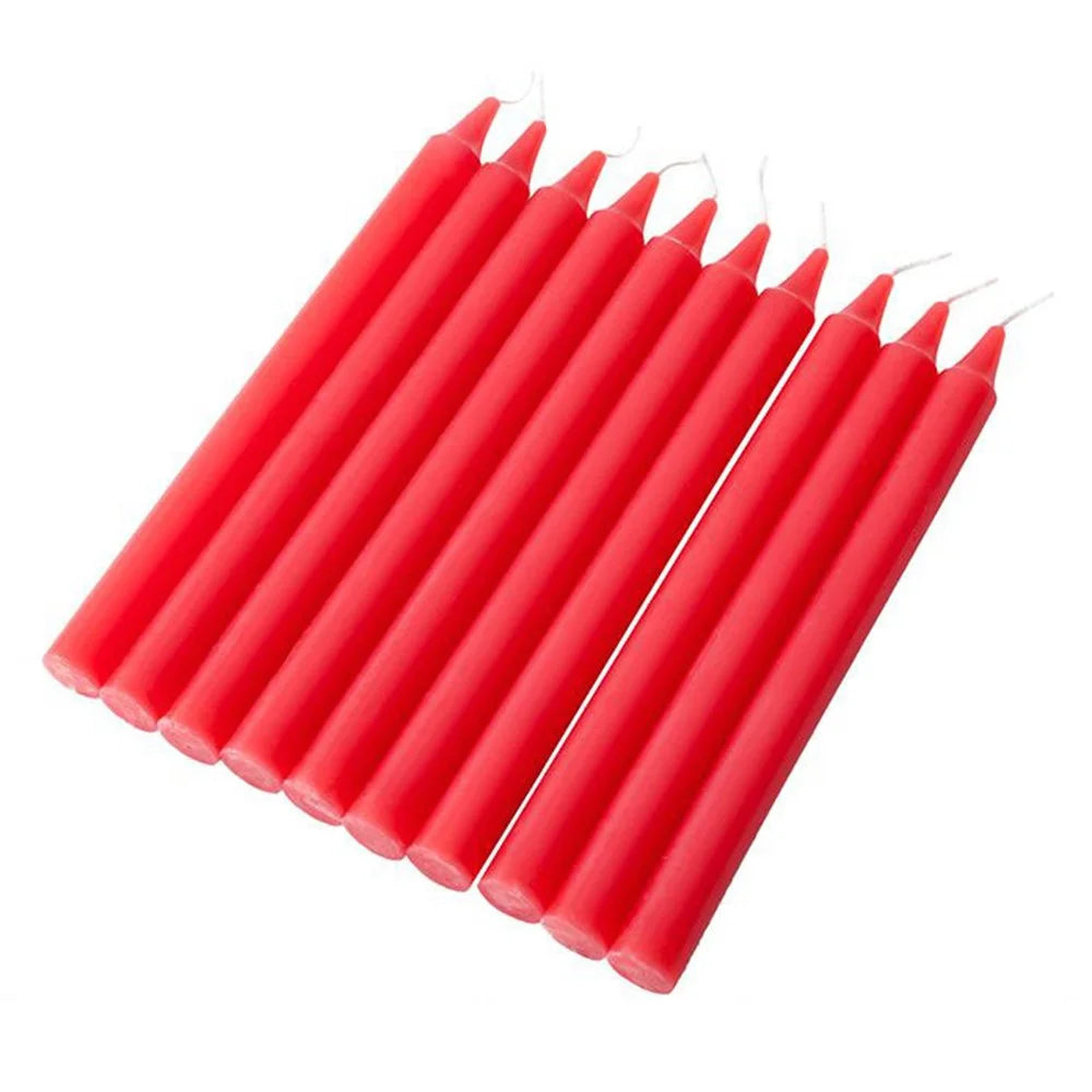 10Pcs 2x21cm Long Candles for Emergency Lighting 7-Hour Burn Time Home Pillar Candles for Party Religion - Red - 1