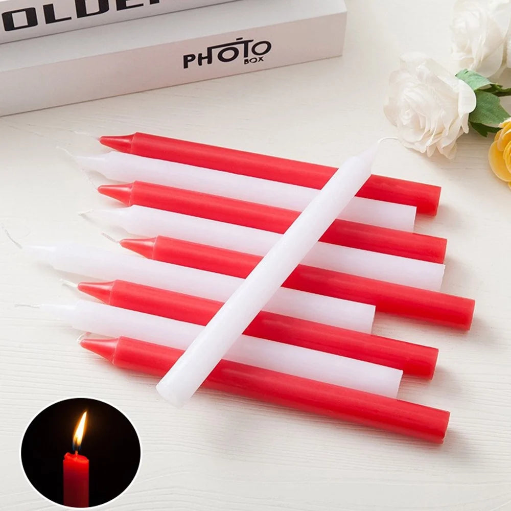 10Pcs 2x21cm Long Candles for Emergency Lighting 7-Hour Burn Time Home Pillar Candles for Party Religion - Red - 3