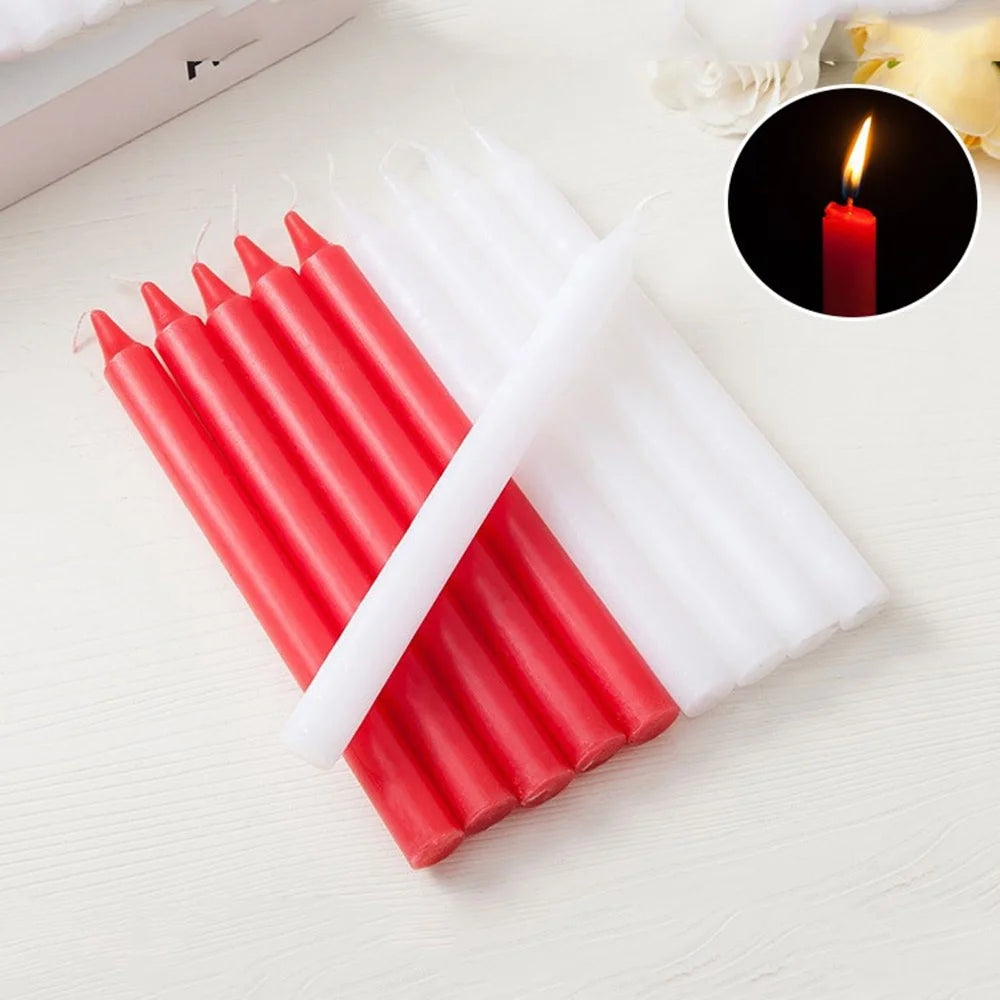 10Pcs 2x21cm Long Candles for Emergency Lighting 7-Hour Burn Time Home Pillar Candles for Party Religion - Red - 4
