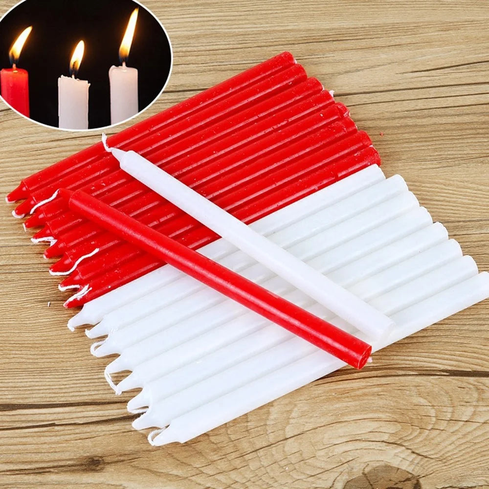 10Pcs 2x21cm Long Candles for Emergency Lighting 7-Hour Burn Time Home Pillar Candles for Party Religion - Red - 5