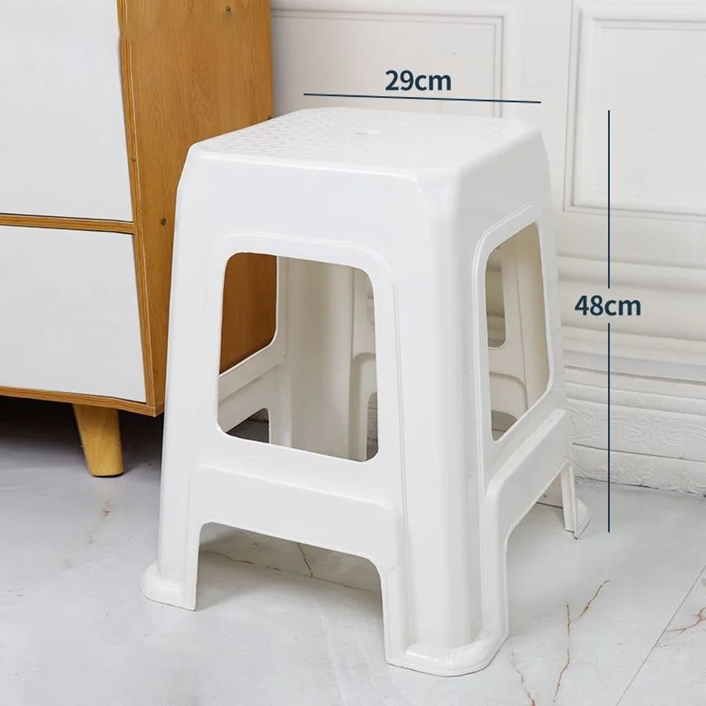 10Pcs 29x29x48cm Thick Plastic Square Stool PE Material Kitchen Dining Stackable Anti-Slip Chair - White - 1