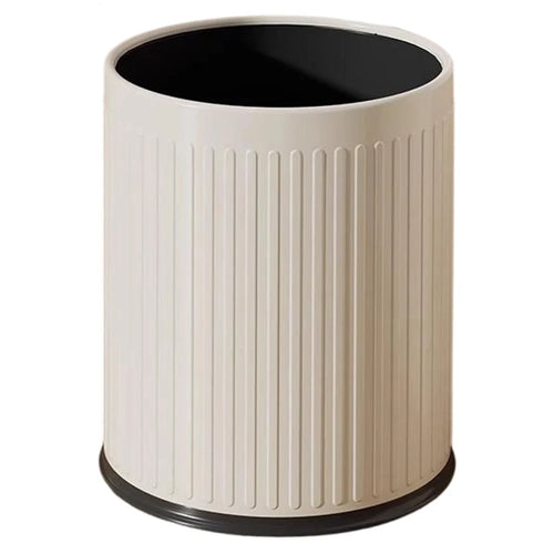 TG5330 12L Round Trash Can PP Material Dual-Bin Design Wide Mouth Waste Basket for Living Room Kitchen Bathroom - Warm White - 1