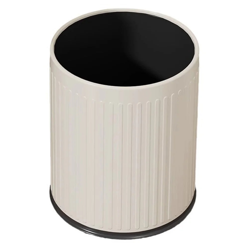 TG5330 12L Round Trash Can PP Material Dual-Bin Design Wide Mouth Waste Basket for Living Room Kitchen Bathroom - Warm White - 2