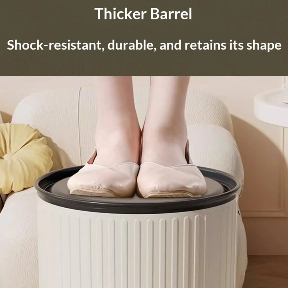 TG5330 12L Round Trash Can PP Material Dual-Bin Design Wide Mouth Waste Basket for Living Room Kitchen Bathroom - Warm White - 4