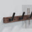 3-Hook Space Aluminum + Solid Wood Wall Mounted Hanger Rack Drill Free Installation for Bathroom Entryway - Walnut Wood+Black - 3