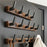 7-Hook Space Aluminum + Solid Wood Wall Mounted Hanger Rack Drill Free Installation for Bathroom Entryway - Walnut Wood+Black - 2