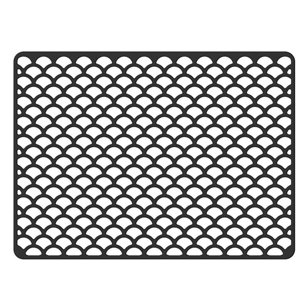 Size L 46x31cm Silicone Kitchen Sink Mat Anti-Slip Heat Resistant Hollow Drain Pad (FDA Certified) - Black - 1