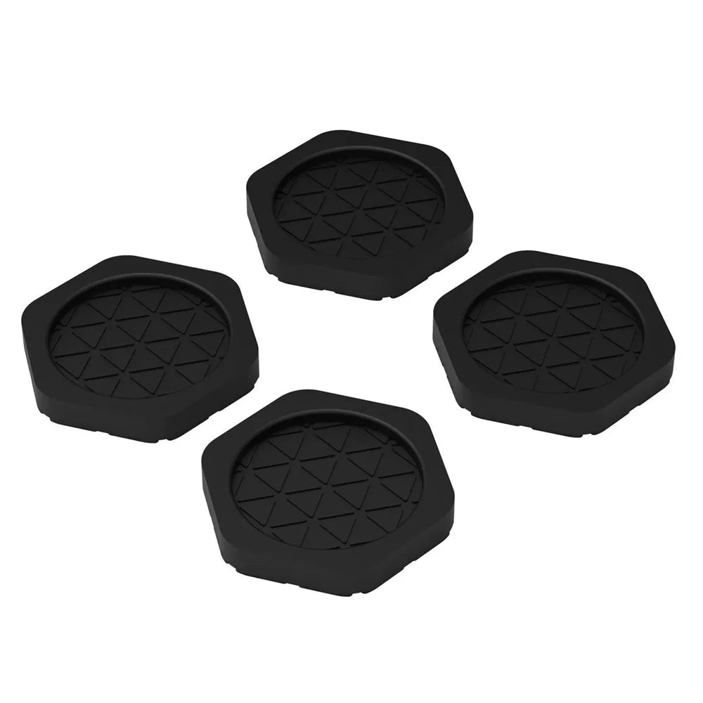 4Pcs Silicone Washing Machine Feet Pads Anti-Vibration Non-Slip Shock Absorbing Pads, 150kg Load Capacity - Black - 1