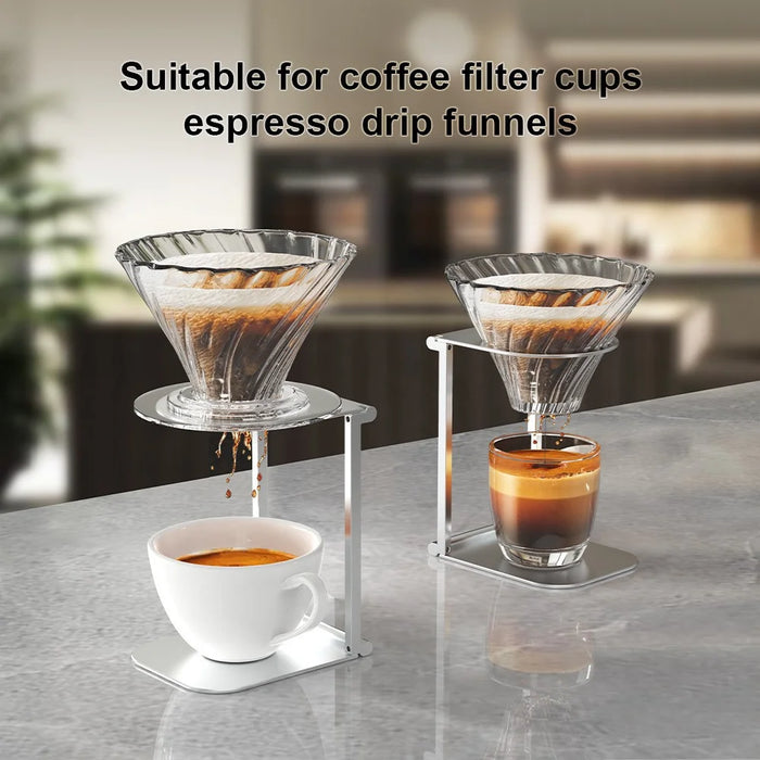 Aluminum Alloy Foldable Coffee Dripper Stand Metal Portable Pour Over Filter Holder - Silver - 2