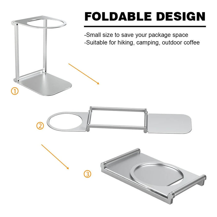 Aluminum Alloy Foldable Coffee Dripper Stand Metal Portable Pour Over Filter Holder - Silver - 4