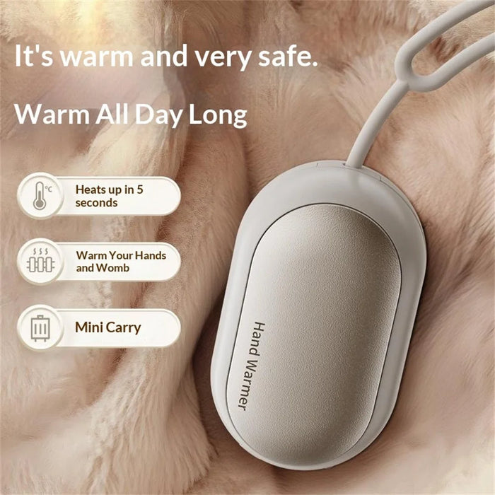 2 in 1 Magnetic Hand Warmer 5000mAh Fast Heating 3 Modes Rechargeable Handwarmer for Winter - Silver - 2