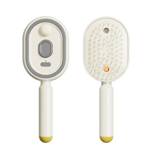 Electric Spray Massage Comb 650nm Red Light Hair Care Essential Oil Atomizing Brush - Beige - 1