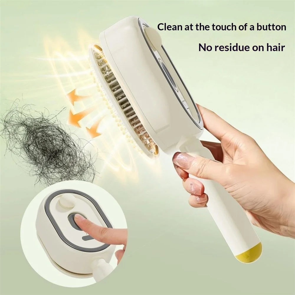 Electric Spray Massage Comb 650nm Red Light Hair Care Essential Oil Atomizing Brush - Beige - 4