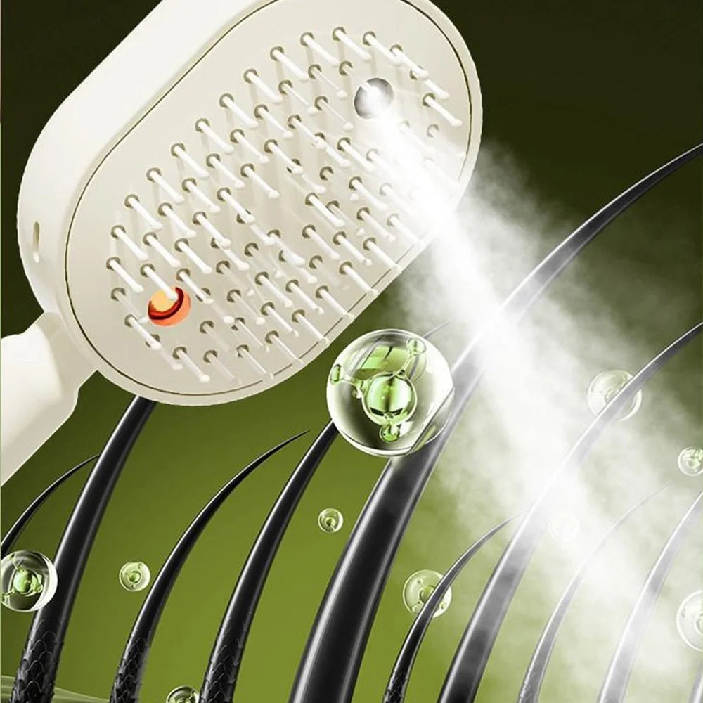 Electric Spray Massage Comb 650nm Red Light Hair Care Essential Oil Atomizing Brush - Beige - 5