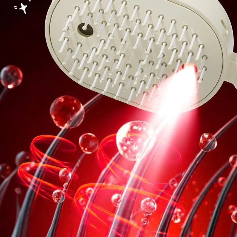 Electric Spray Massage Comb 650nm Red Light Hair Care Essential Oil Atomizing Brush - Beige - 6