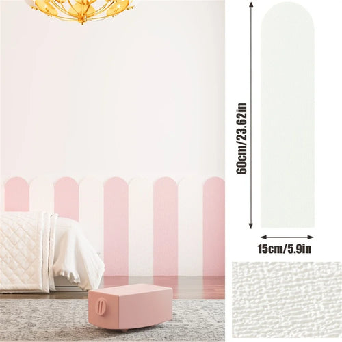 10Pcs 3D Wall Protectors 60x15cm Self-adhesive Anti-collision Strips Waterproof Wall Guards for Bedroom - White - 1